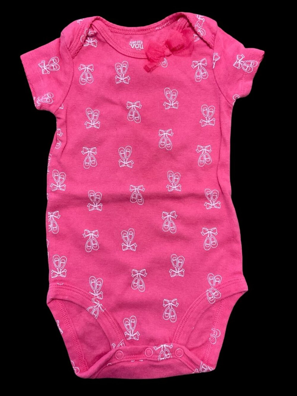 🌻10/$25 - Pink/White Ballet Shoe Print Onesie w/ 3D Bow